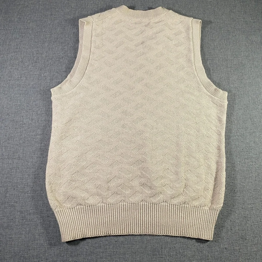 Pringle of Scotland Vintage Mens L Sweater Vest Beige Diamond‎ Knit Sleeveless
